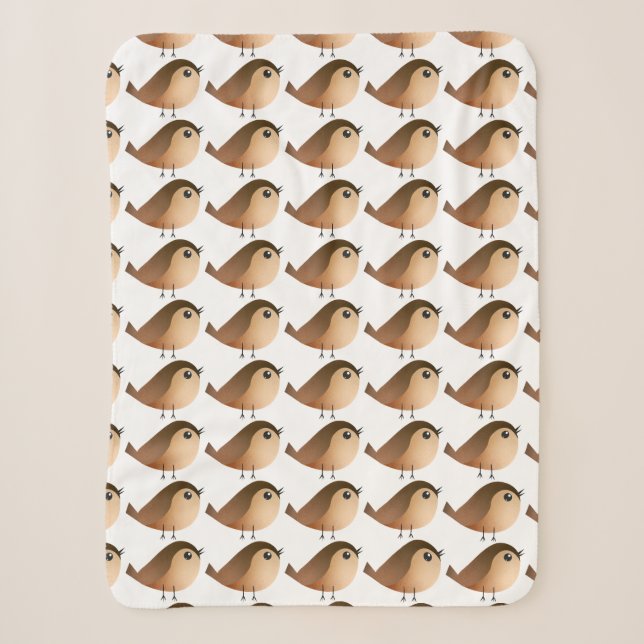 Couverture Sherpa Dessin Animé d'Oiseau Moineau (Devant)