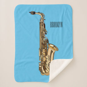 Couverture Sherpa dessin animé saxophone