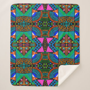 Couverture Sherpa Dessin artistique africain. Motif aztèque sans cou