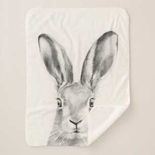 Couverture Sherpa Dessin au crayon de lapin