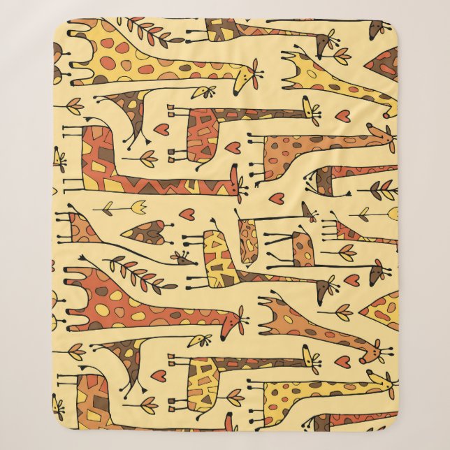 Couverture Sherpa Dessin De Giraffe, Amusant Design Sans Fil. (Devant)