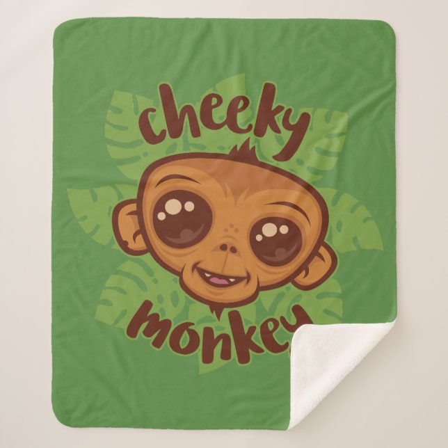 Couverture Sherpa Dessin de primate de singe mignon (Devant)