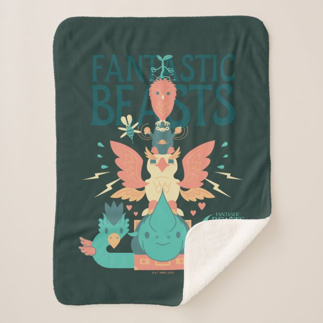 Couverture Sherpa Dessin Des Bêtes Fantastiques Émergent De Suitcase (Devant)