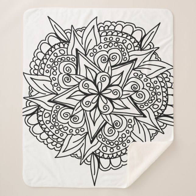 Couverture Sherpa Dessin du cool de conception de mandala (Devant)