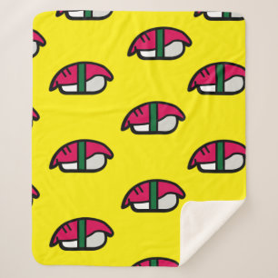 Couverture Sherpa Dessin Kawaii Sushi, Rice de poisson et algues She