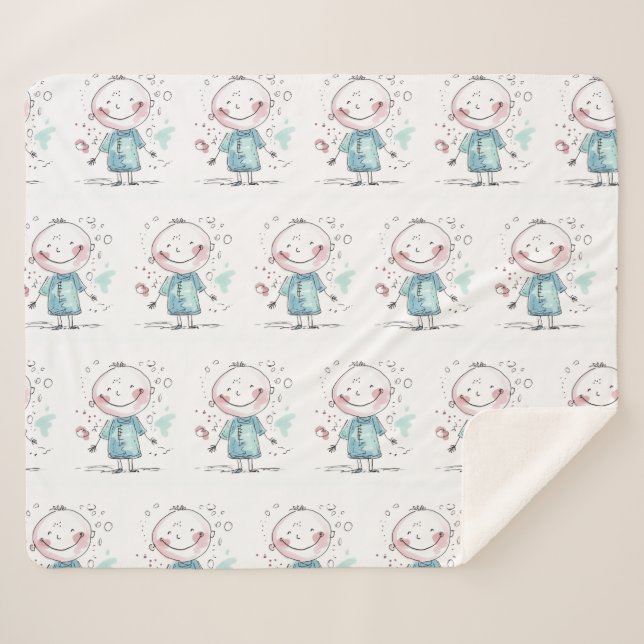Couverture Sherpa dessin personnalisé d'enfants (Devant (Horizontal))