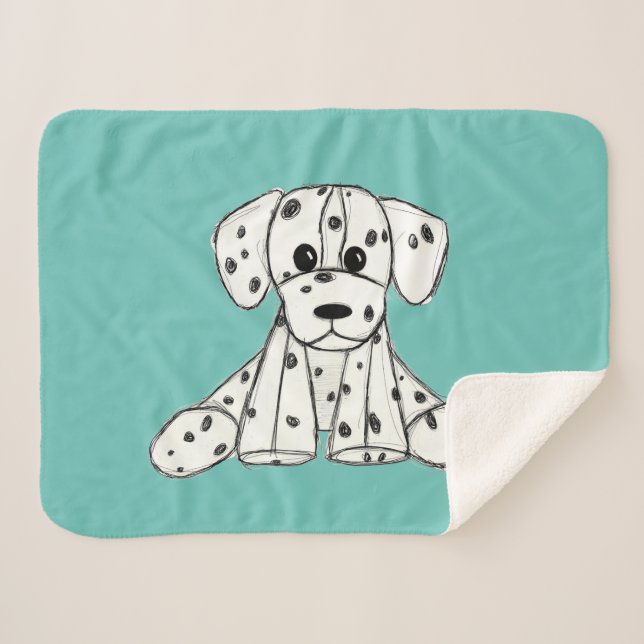 Couverture Sherpa Dessin simple de contour de chien dalmate rembourr (Devant (Horizontal))