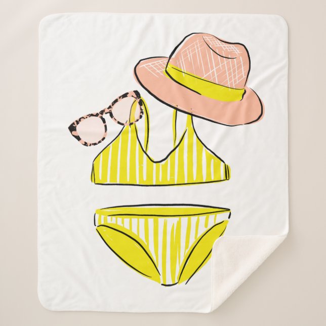 Couverture Sherpa Détendez-vous au soleil - maillot de bain jaune (Devant)