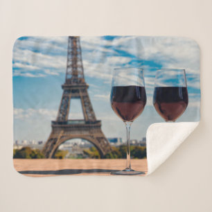 Couverture Sherpa Deux verres de vin avec la tour Eiffel