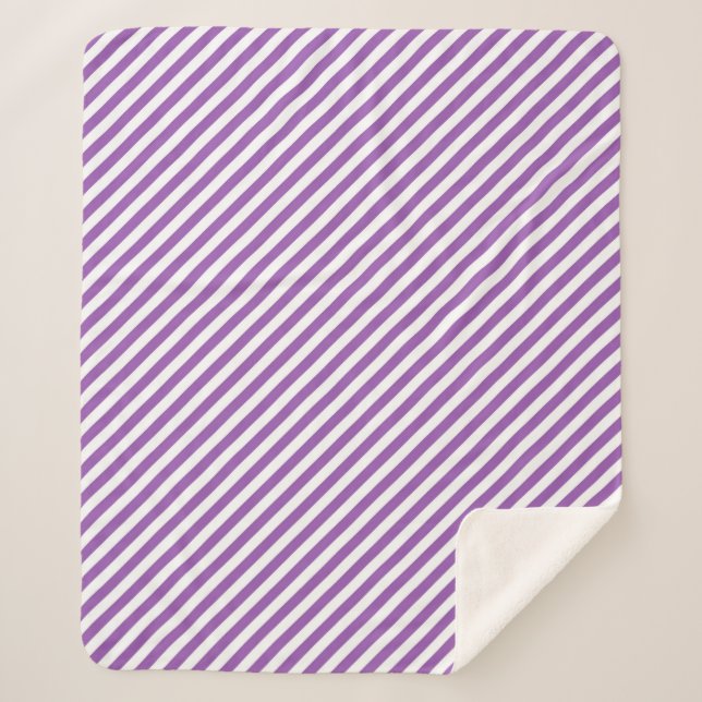 Couverture Sherpa Diagonal purple and white stripes pattern (Devant)