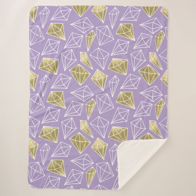Couverture Sherpa Diamants d'or violet chic (Devant)