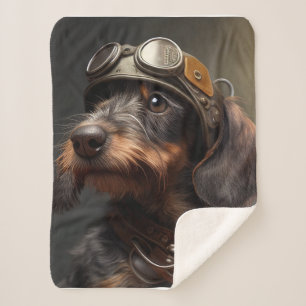 Couverture Sherpa Dieselpunk À poils durs Dachshund Steampunk Gogget