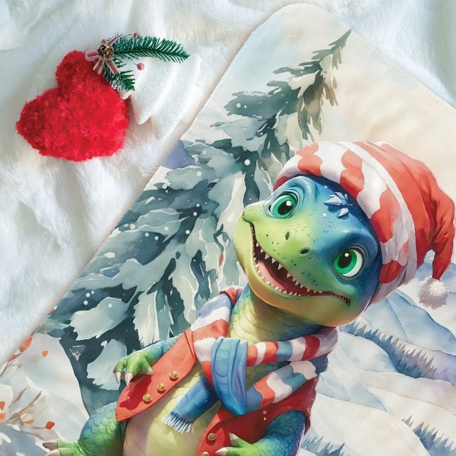 Couverture Sherpa Dino Wonderland Festive Aquarelle (Créateur téléchargé)