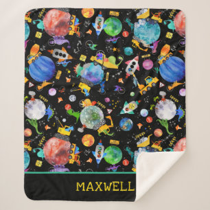 Couverture Sherpa Dinosaur Construction Crew Space Kids Personnalisé