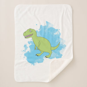 Couverture Sherpa Dinosaure avec Aquarelle Arrière - plan Design