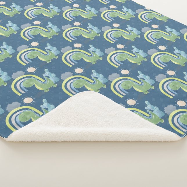 Couverture Sherpa Dinosaure bleu et vert Baby Boy (3/4)