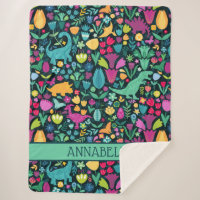 Dinosaure Floral Folk Silhouettes Belles Filles