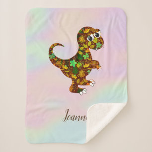 Couverture Sherpa Dinosaure floral pour bébé