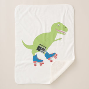 Couverture Sherpa Dinosaure Roller Skating Radio