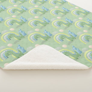 Couverture Sherpa Dinosaure vert et bleu Baby Boy Sherpa Blanket