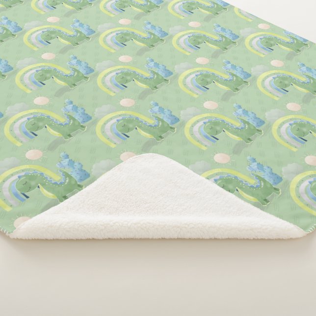 Couverture Sherpa Dinosaure vert et bleu Baby Boy Sherpa Blanket (3/4)