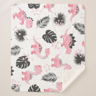 Couverture Sherpa Dinosaures roses : Motif Enfants mignons.