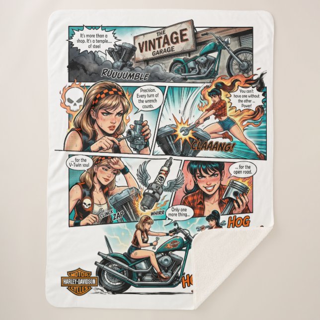 Couverture Sherpa Diseño The Vintage Garage (Devant)