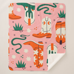 Couverture Sherpa Divers motif bottes de cowboy