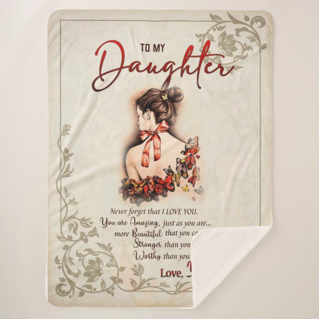 Couverture Sherpa Don de fille| Lettre À Ma Fille De Maman (Devant)