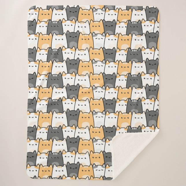 Couverture Sherpa Doodle de chat grassouillet mignon  (Devant)