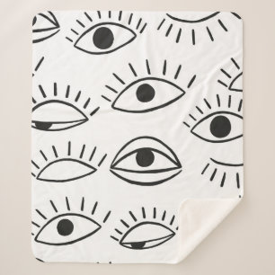 Couverture Sherpa Doodle eye, motif sans soudure.