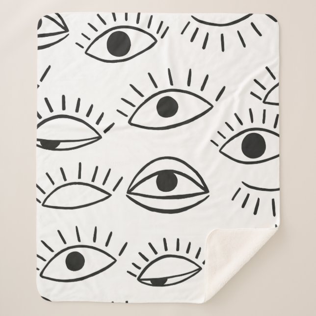 Couverture Sherpa Doodle eye, motif sans soudure.  (Devant)