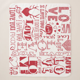 Couverture Sherpa Doodles d'amour à la main, charmant motif.