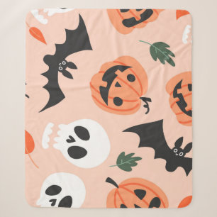 Couverture Sherpa Doodles d'Halloween, citrouilles, chauves-souris m