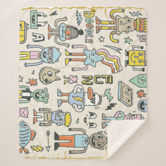 Couverture Sherpa Doodles Wacky : jeu de caractères Vintage