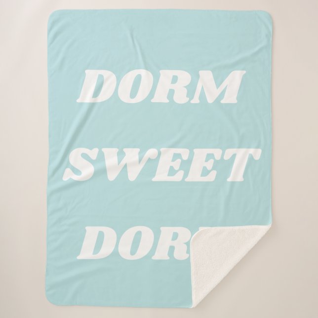 Couverture Sherpa Dorm Sweet Dorm en bleu clair Aqua (Devant)
