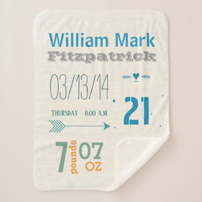 Couverture Sherpa Dossier de naissance Bébé Garçon Statistiques de n (Devant)