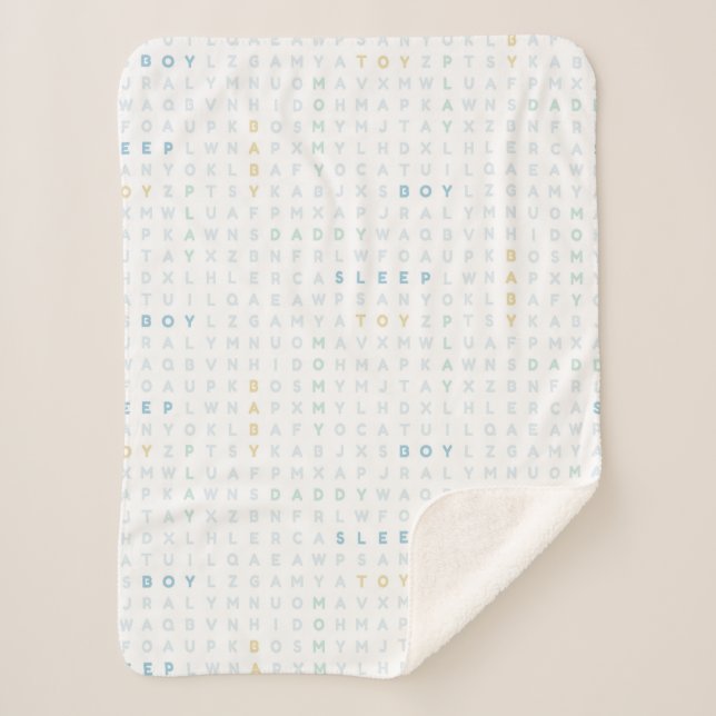 Couverture Sherpa Douce Alphabet ABC Garçon Bébé Couleurs Pastel Ble (Devant)