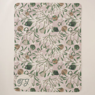 Couverture Sherpa Douce guirlande de Noël rose et boules 