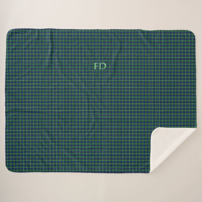 Couverture Sherpa Douglas Official Tartan avec monogramme / nom (Devant (Horizontal))