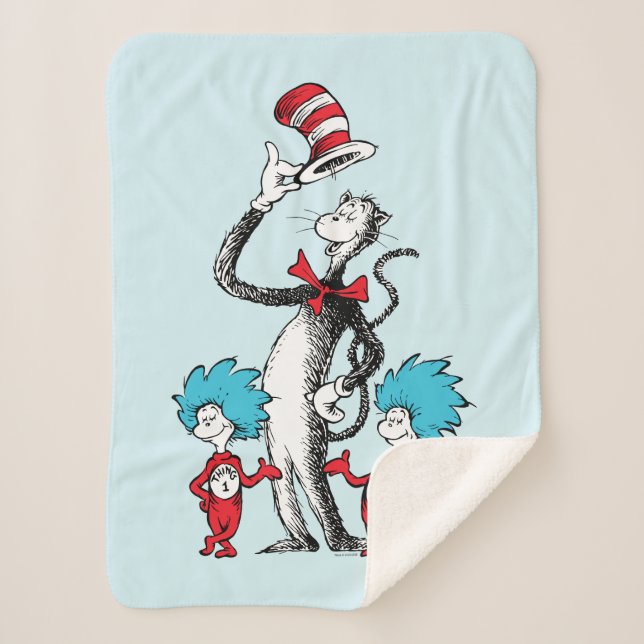 Couverture Sherpa Dr Seuss | Chat dans le Casquette, Chose un & Chos (Devant)