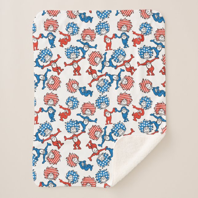 Couverture Sherpa Dr. Seuss | Chose Une Chose Deux Motif Drapeau Amé (Devant)