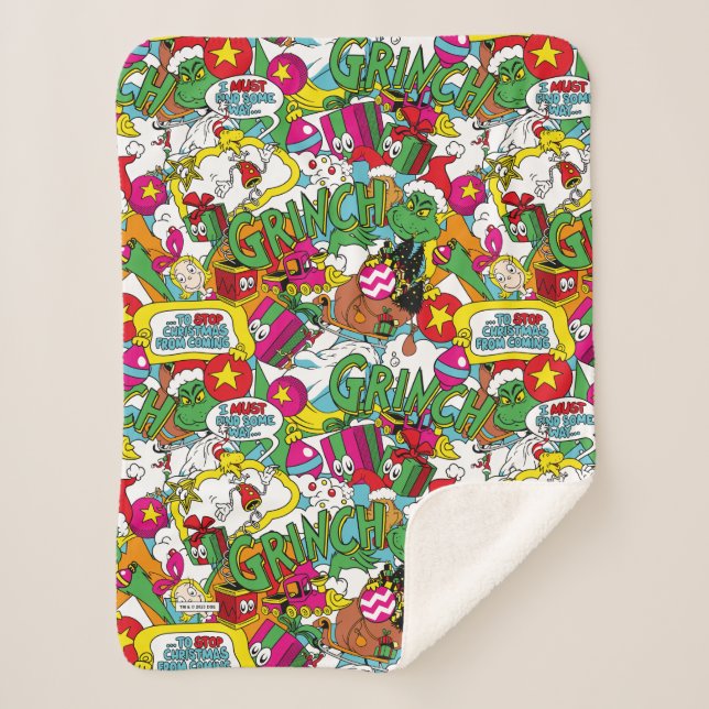 Couverture Sherpa Dr. Seuss | Grinch Motif Coloré (Devant)