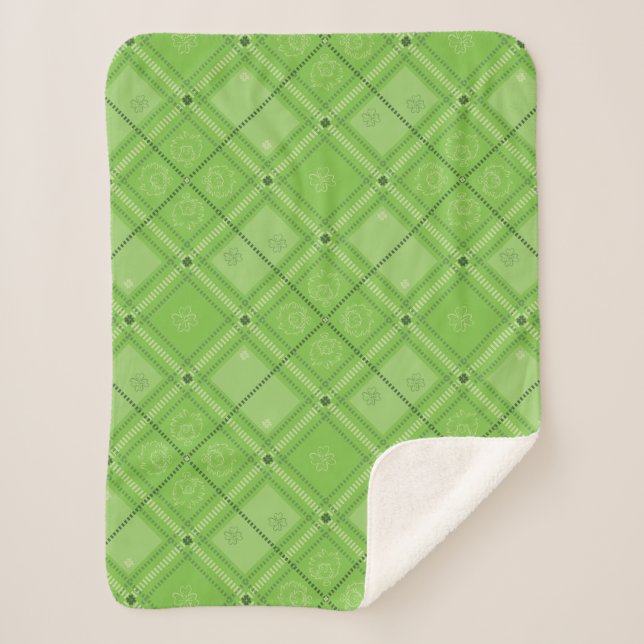 Couverture Sherpa Dr. Seuss | Motif carreaux de la Saint-Patrick (Devant)