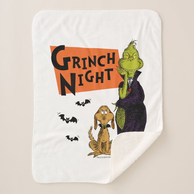 Couverture Sherpa Dr. Seuss | Nuit Grinch Halloween Graphique (Devant)