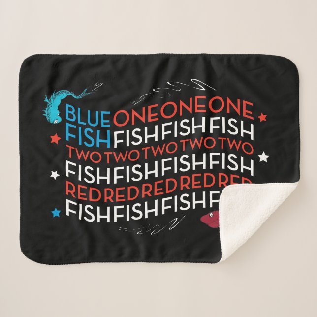 Couverture Sherpa Dr. Seuss | Poisson Rouge Poisson Bleu Graphique d (Devant (Horizontal))