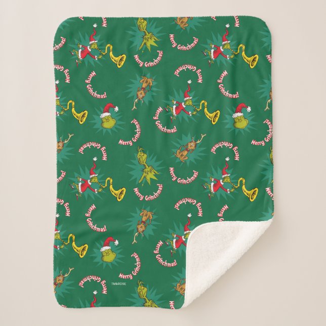 Couverture Sherpa Dr Seuss | The Grinch | Merry Grinchmas Motif (Devant)
