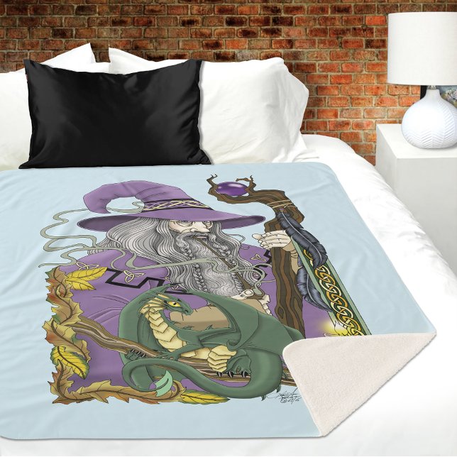 Couverture Sherpa Dragon Celtique Fantastique Violet Magicien (Créateur téléchargé)