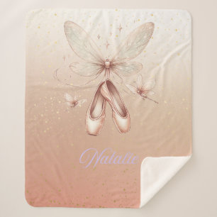 Couverture Sherpa Dragonfly rose et or & Chaussons de ballet