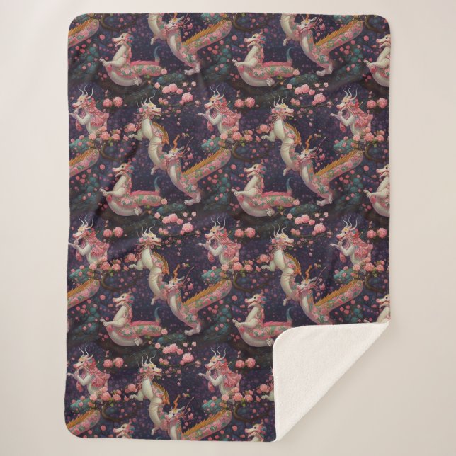 Couverture Sherpa Dragons floraux géants (Devant)